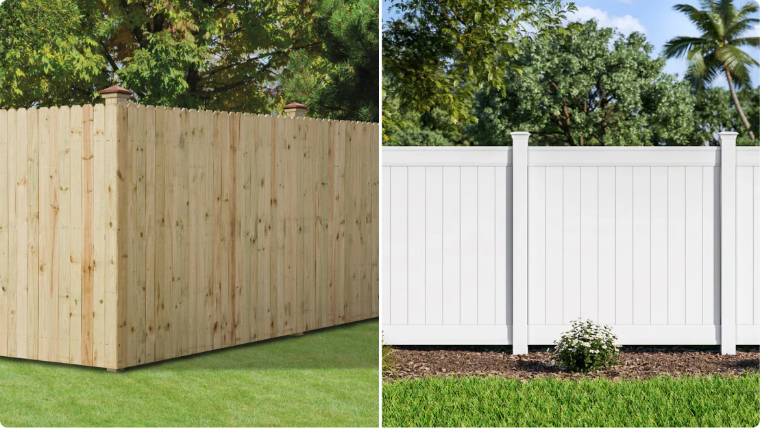 Comparison of wooden fence and vinyl fence options for equestrian properties, highlighting safety and aesthetic considerations in Ocala, Florida.